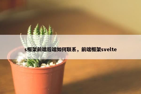s框架前端后端如何联系,前端框架svelte
