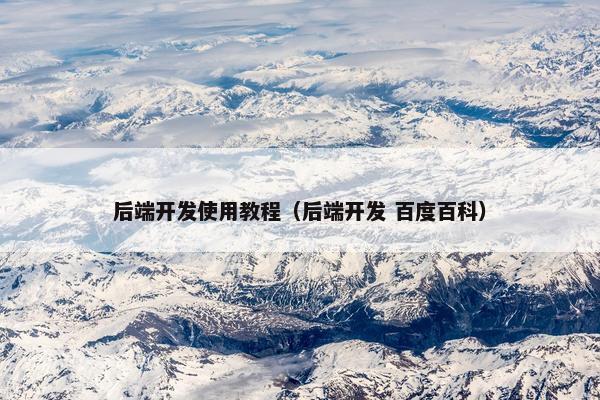 后端开发使用教程(后端开发 百度百科)