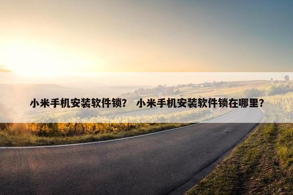 小米手机安装软件锁？ 小米手机安装软件锁在哪里？