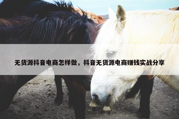 无货源抖音电商怎样做,抖音无货源电商赚钱实战分享
