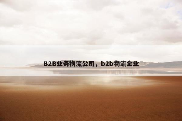 B2B业务物流公司，b2b物流企业