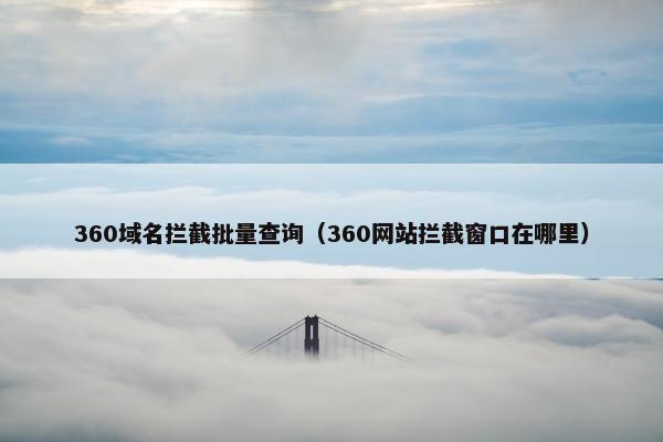 360域名拦截批量查询(360网站拦截窗口在哪里)