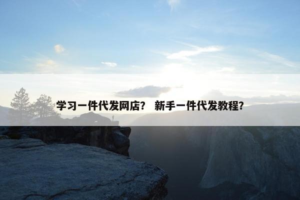 学习一件代发网店? 新手一件代发教程?