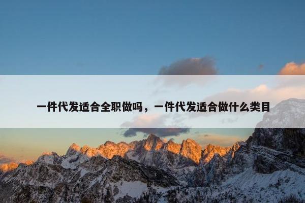 一件代发适合全职做吗,一件代发适合做什么类目
