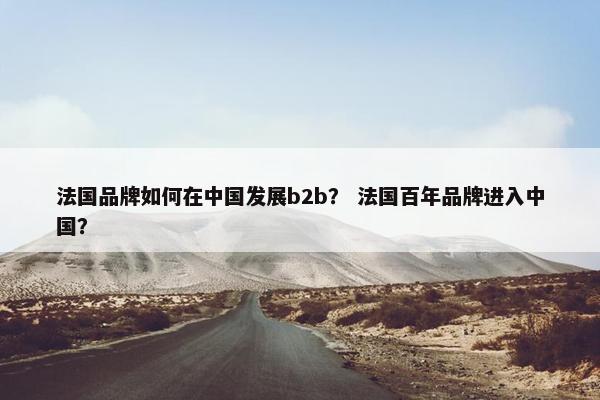 法国品牌如何在中国发展b2b？ 法国百年品牌进入中国？