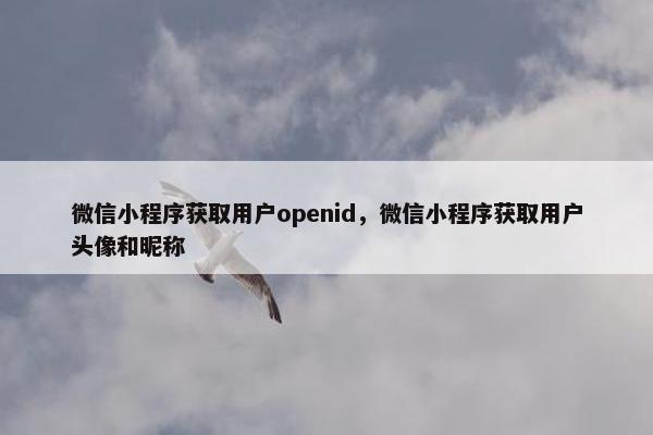 微信小程序获取用户openid，微信小程序获取用户头像和昵称