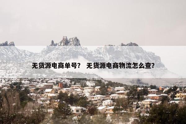 无货源电商单号？ 无货源电商物流怎么查？
