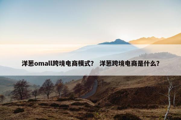 洋葱omall跨境电商模式？ 洋葱跨境电商是什么？