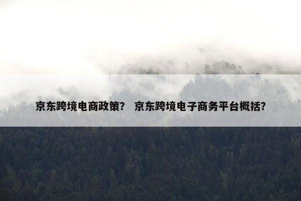 京东跨境电商政策？ 京东跨境电子商务平台概括？